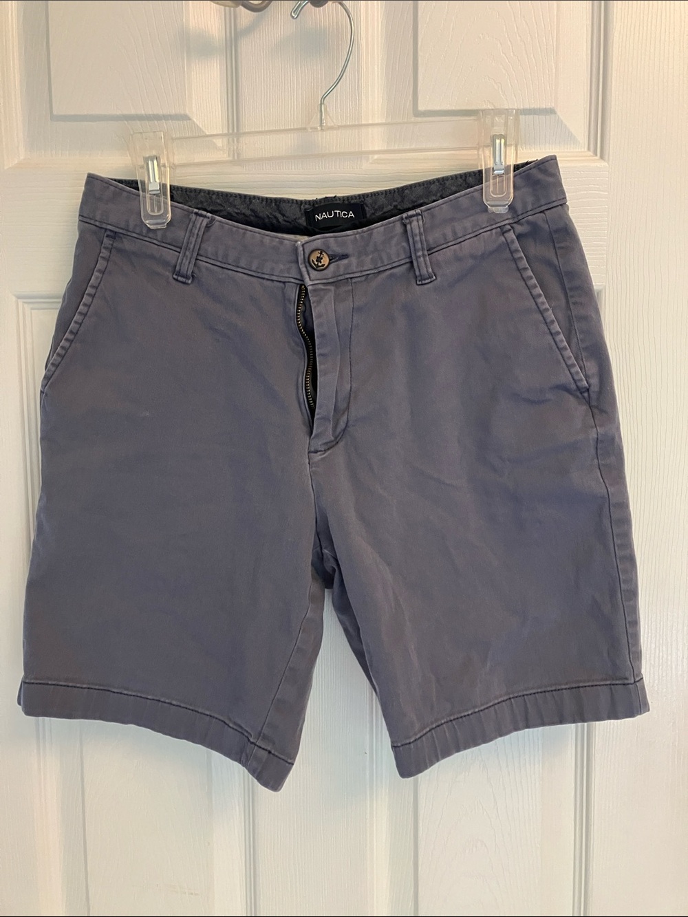 Nautica Men's Slate Gray-Blue Flat Front Chino Shorts